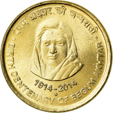 Coin, India, 5 Rupees, 2014, Begum Akhtar, MS(63), Nickel-brass