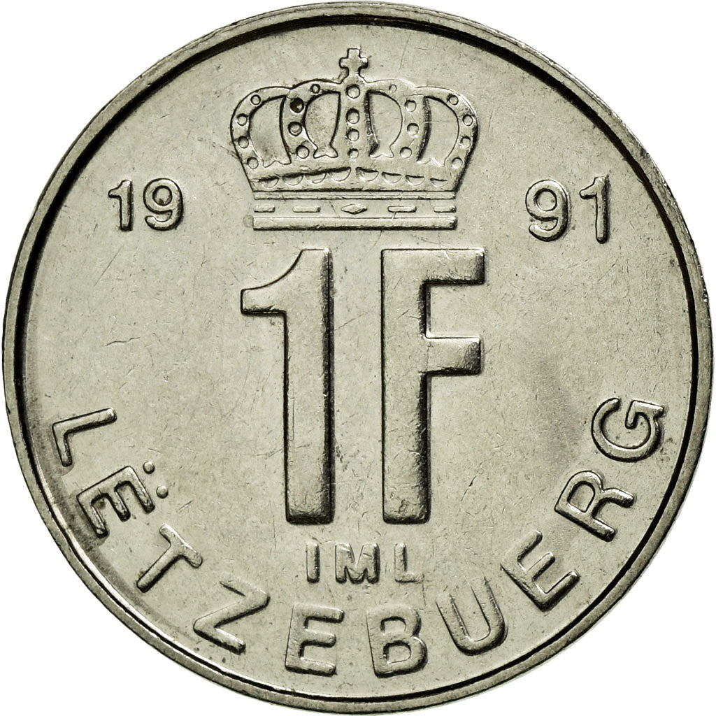 Coin, Luxembourg, Jean, Franc, 1991, AU(50-53), Nickel plated steel, KM:63
