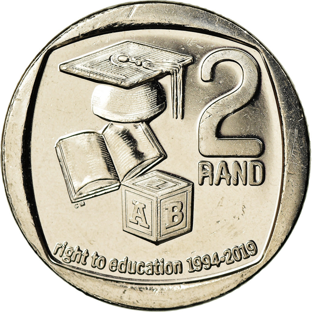 Coin, South Africa, 2 Rand, 2019, Droit à l'éducation, MS(63), Copper plated