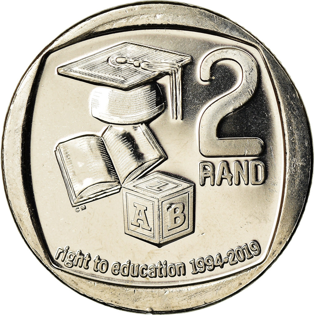 Moneda, Sudáfrica, 2 Rand, 2019, Droit à l'éducation, SC, Copper plated