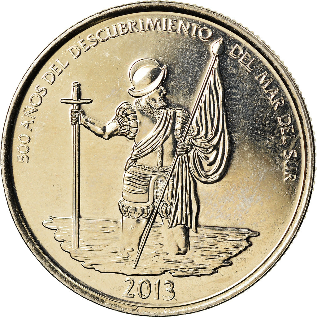 Moneda, Panamá, 1/2 Balboa, 2013, Nunez de Balboa, SC, Cobre - níquel