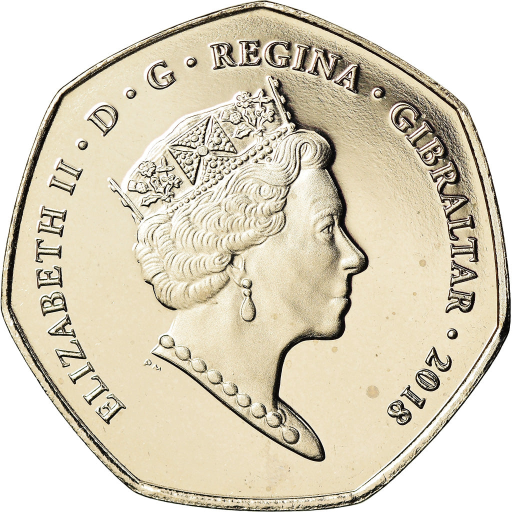 Coin, Gibraltar, 50 Pence, 2018, Macaque de Barbarie, MS(65-70), Cupro-nickel