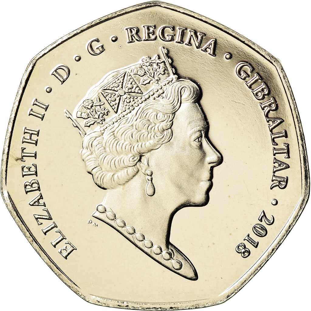 Coin, Gibraltar, 50 Pence, 2018, Macaque de Barbarie, MS(65-70), Cupro-nickel