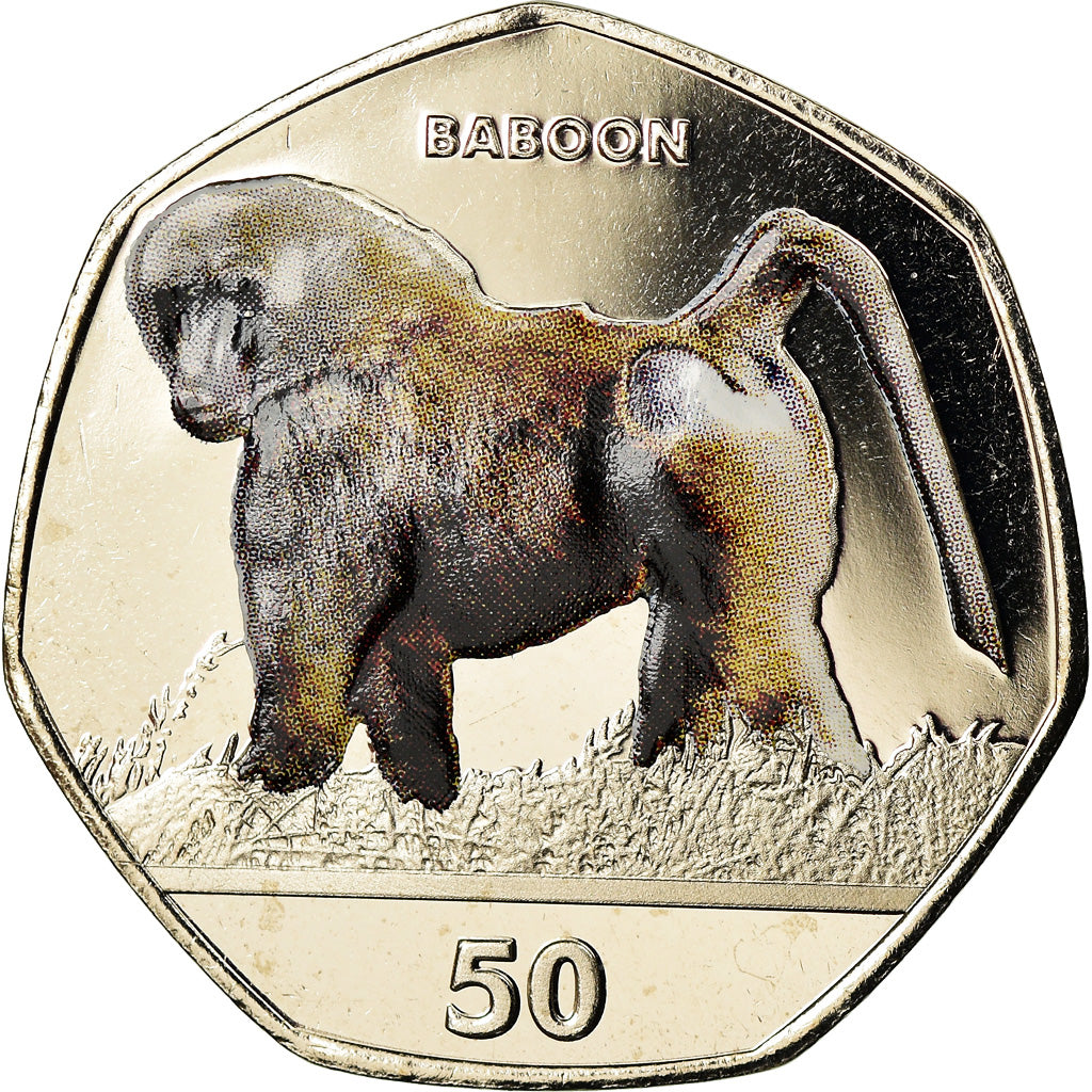 Coin, Gibraltar, 50 Pence, 2018, Babouin, MS(65-70), Cupro-nickel