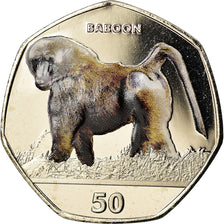 Coin, Gibraltar, 50 Pence, 2018, Babouin, MS(65-70), Cupro-nickel