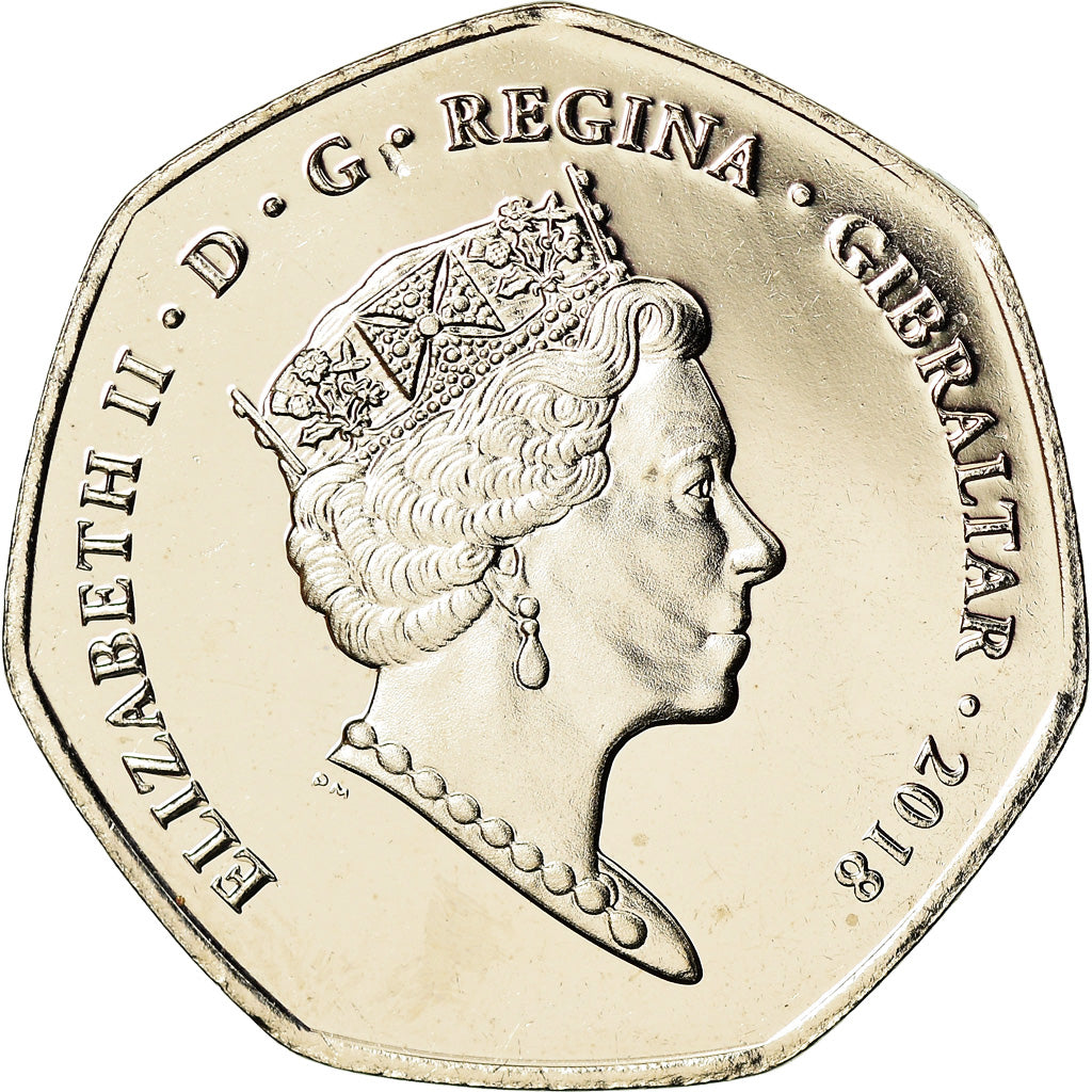 Coin, Gibraltar, 50 Pence, 2018, Babouin, MS(65-70), Cupro-nickel