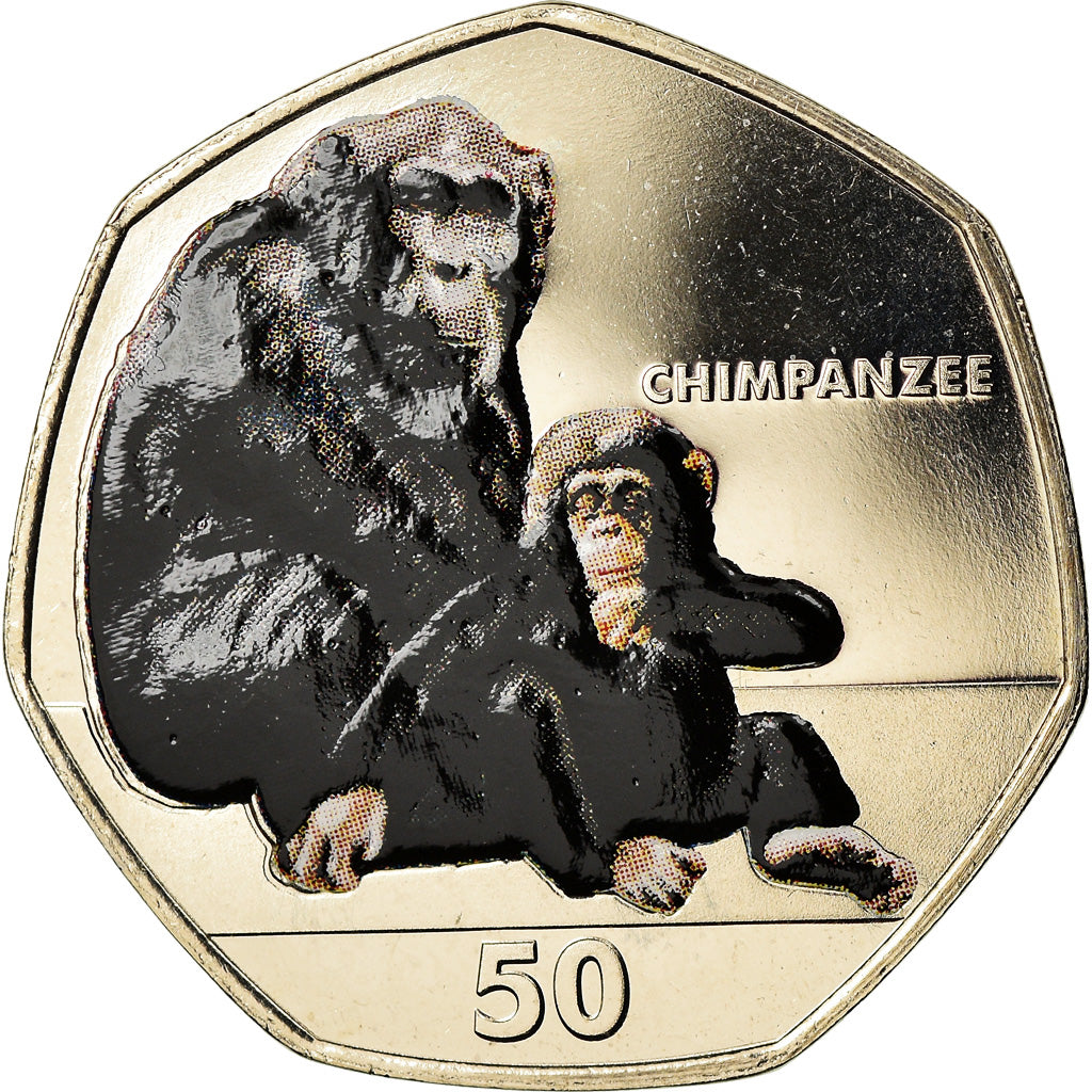 Monnaie, Gibraltar, 50 Pence, 2018, Chimpanzé, FDC, Cupro-nickel