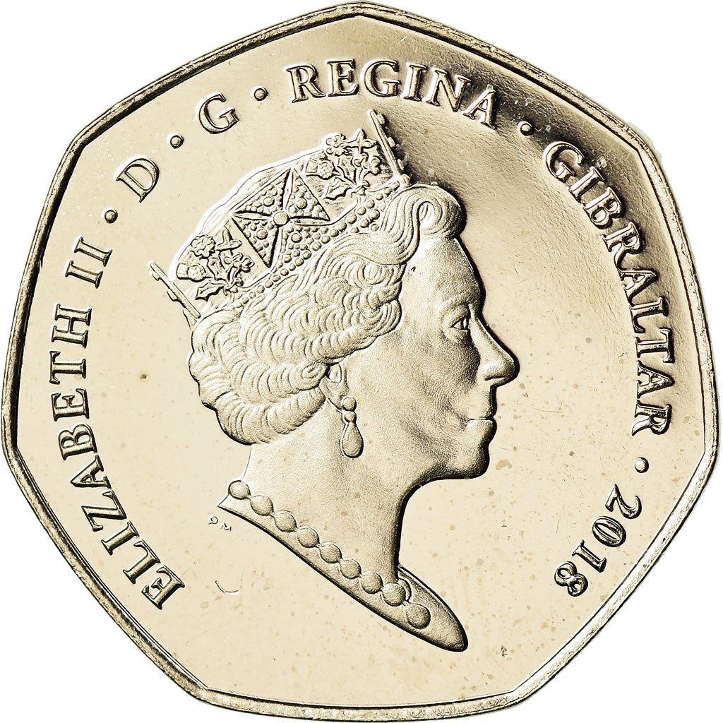 Monnaie, Gibraltar, 50 Pence, 2018, Chimpanzé, FDC, Cupro-nickel