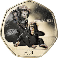 Coin, Gibraltar, 50 Pence, 2018, Chimpanzé, MS(65-70), Cupro-nickel