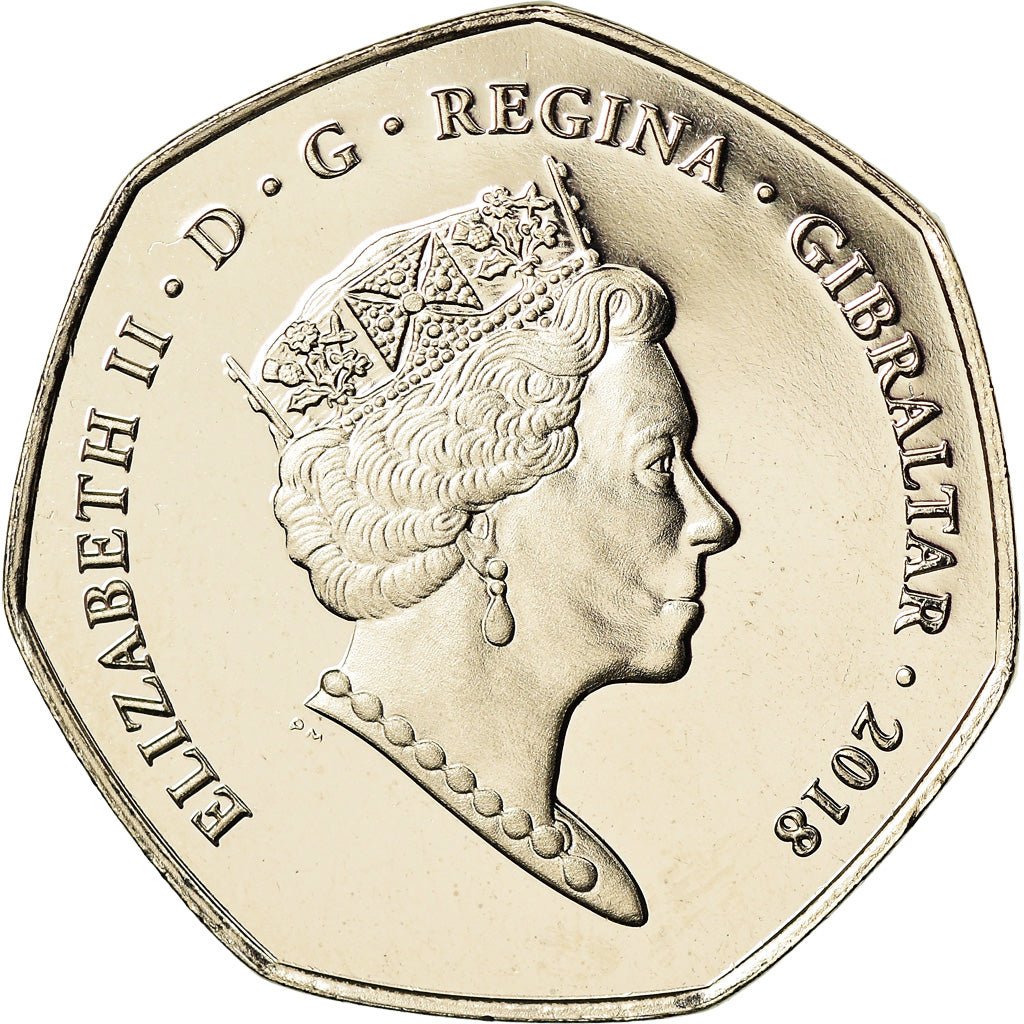 Coin, Gibraltar, 50 Pence, 2018, Chimpanzé, MS(65-70), Cupro-nickel