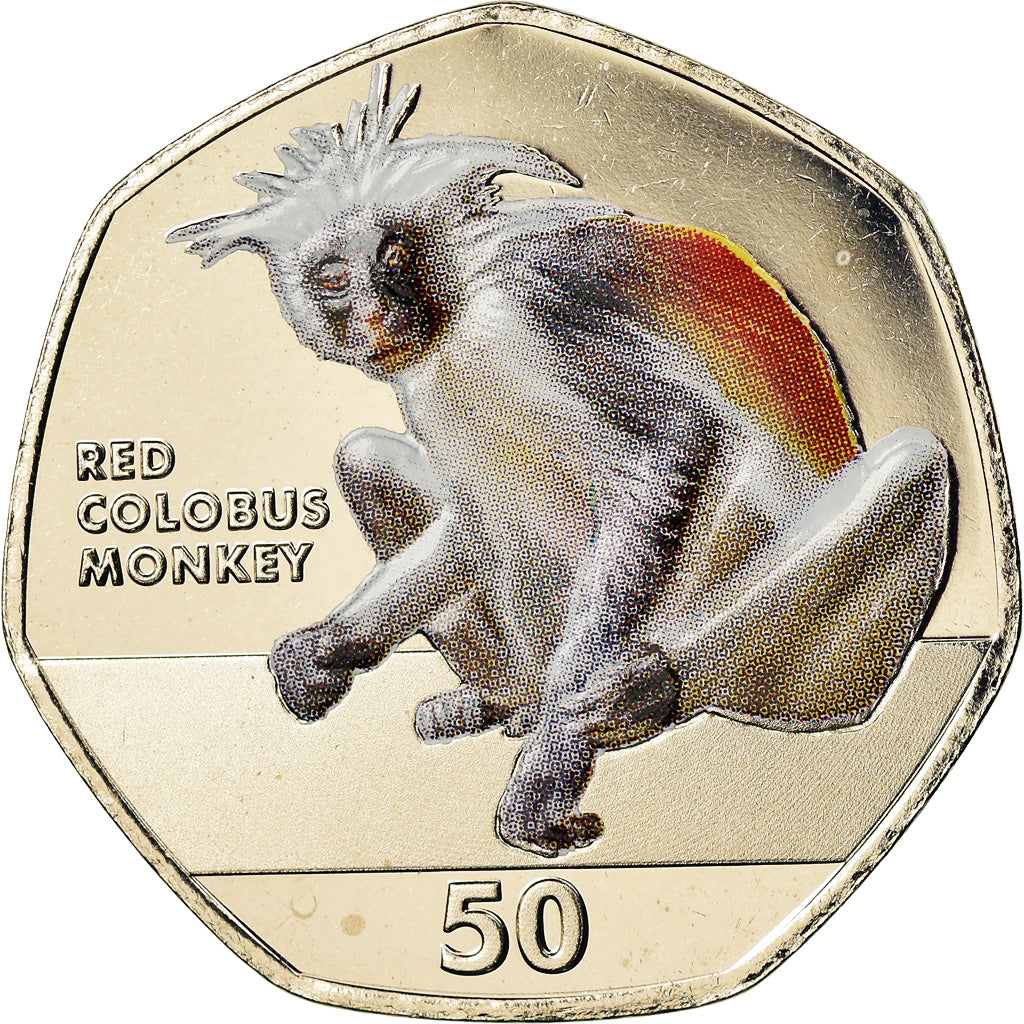 Coin, Gibraltar, 50 Pence, 2018, Colobe roux, MS(65-70), Cupro-nickel