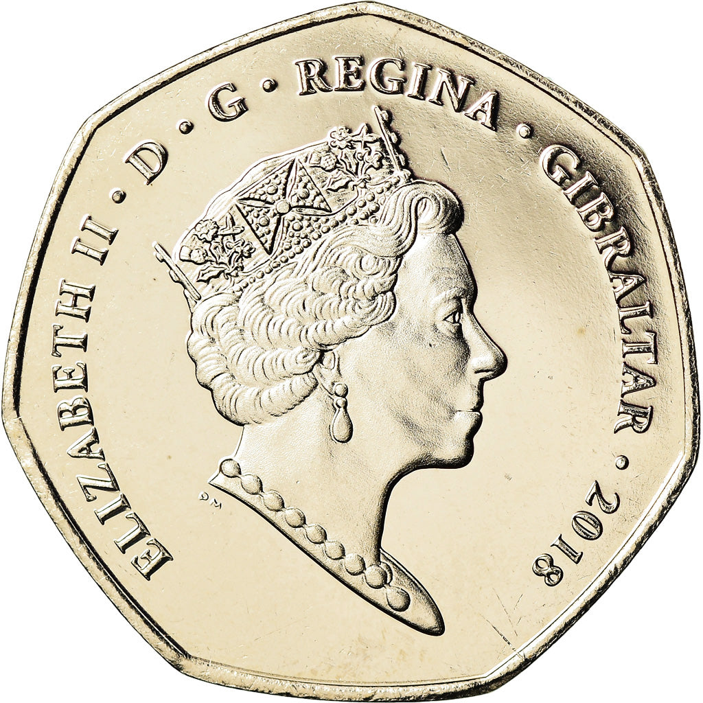 Coin, Gibraltar, 50 Pence, 2018, Colobe roux, MS(65-70), Cupro-nickel