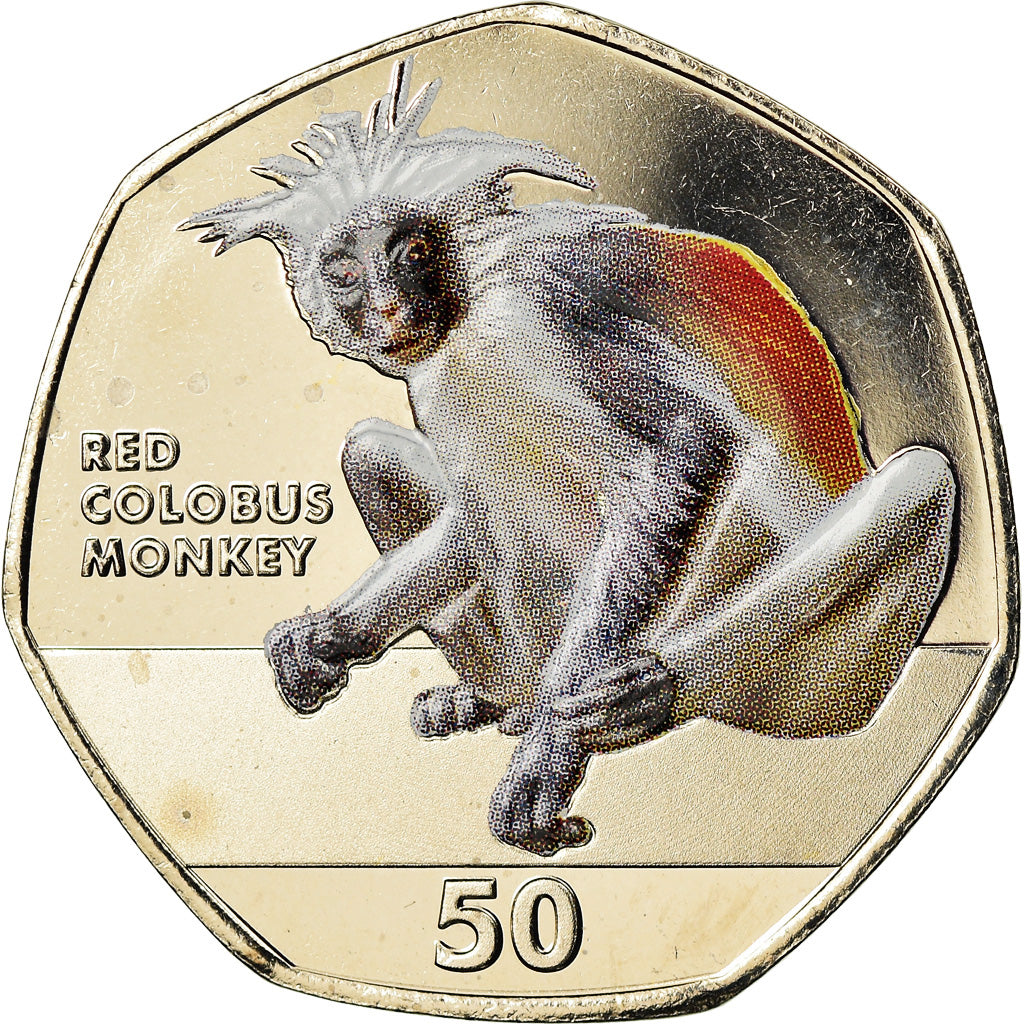 Coin, Gibraltar, 50 Pence, 2018, Colobe roux, MS(65-70), Cupro-nickel