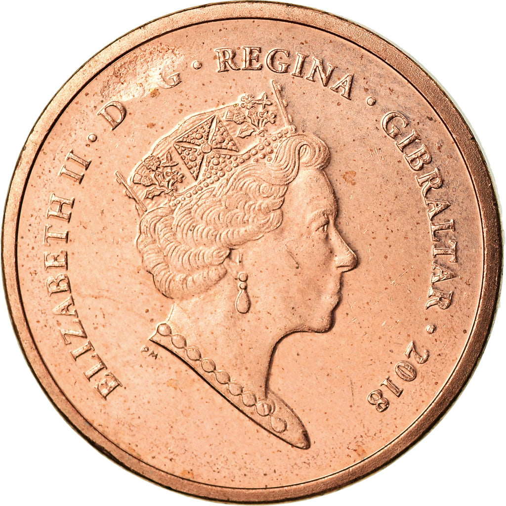 Coin, Gibraltar, Penny, 2018, MS(65-70), Bronze Plated Steel
