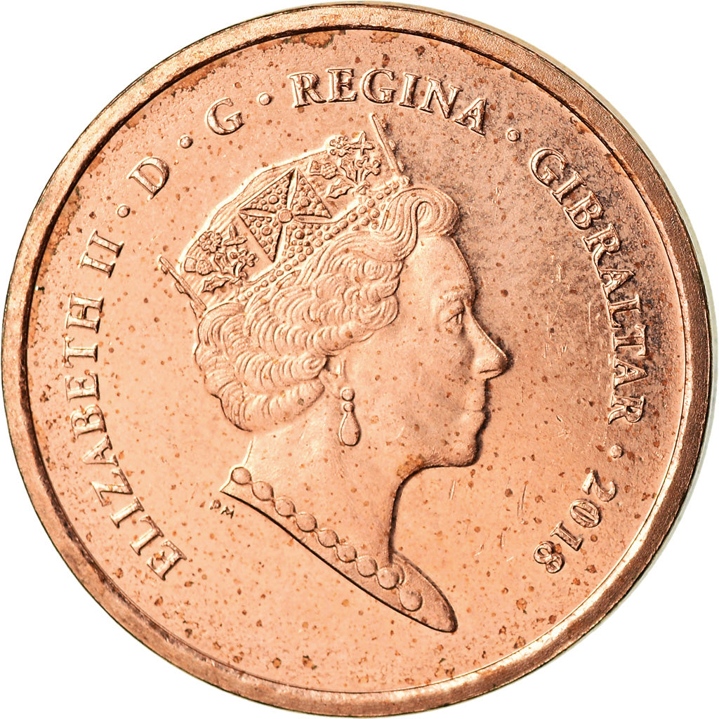 Coin, Gibraltar, Penny, 2018, MS(65-70), Bronze Plated Steel