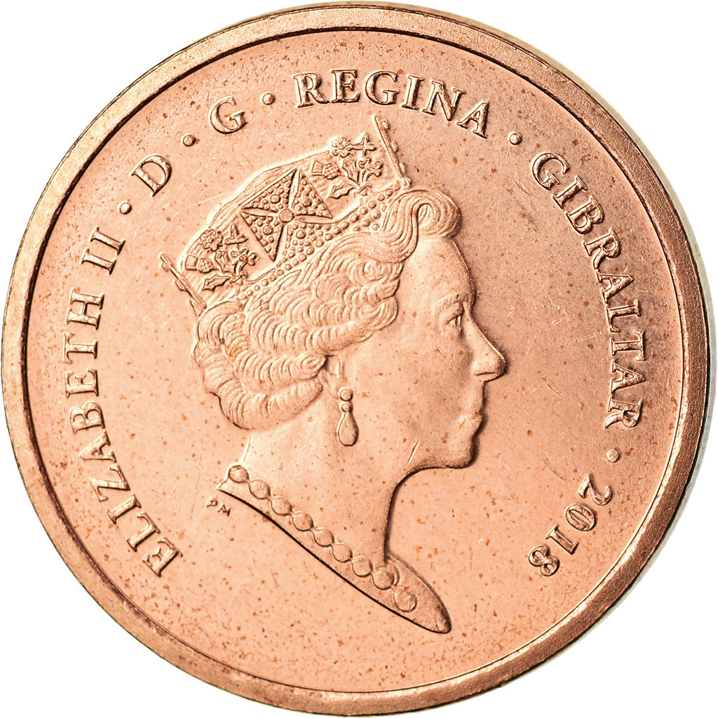 Coin, Gibraltar, Penny, 2018, MS(65-70), Bronze Plated Steel