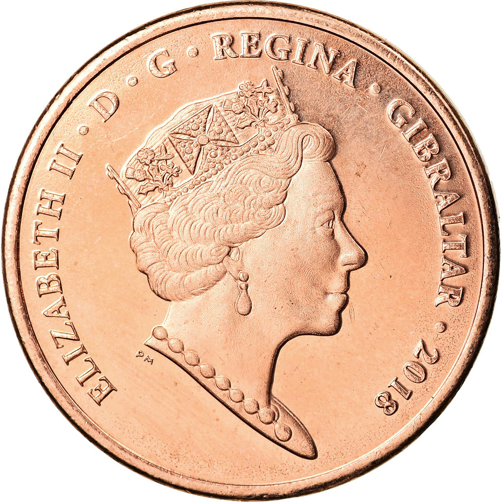 Coin, Gibraltar, 2 Pence, 2018, MS(65-70), Copper Plated Steel