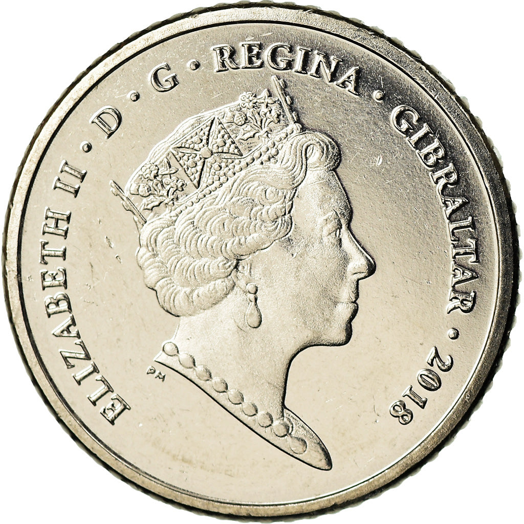 Coin, Gibraltar, 5 Pence, 2018, MS(65-70), Nickel plated steel