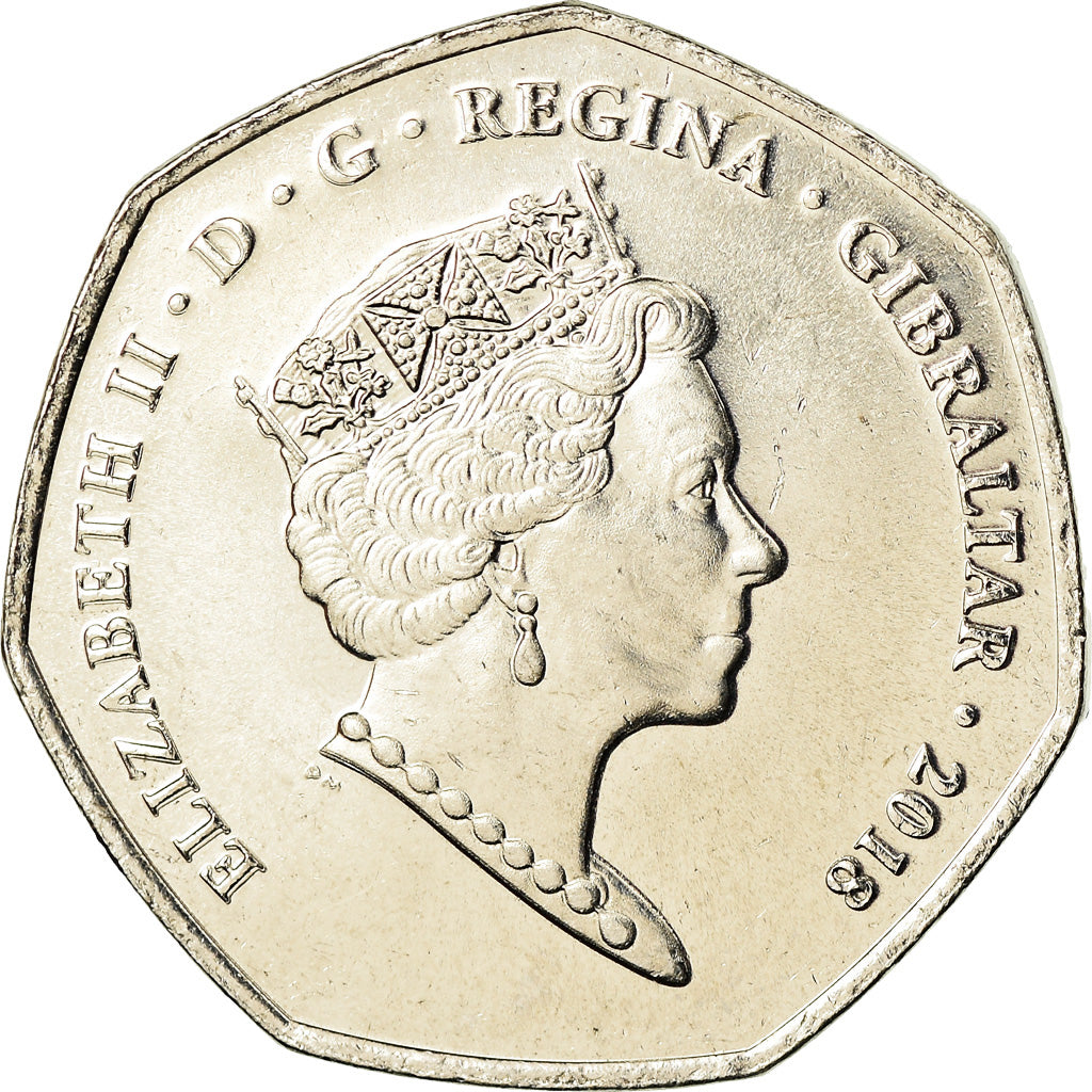 Coin, Gibraltar, 50 Pence, 2018, MS(65-70), Cupro-nickel