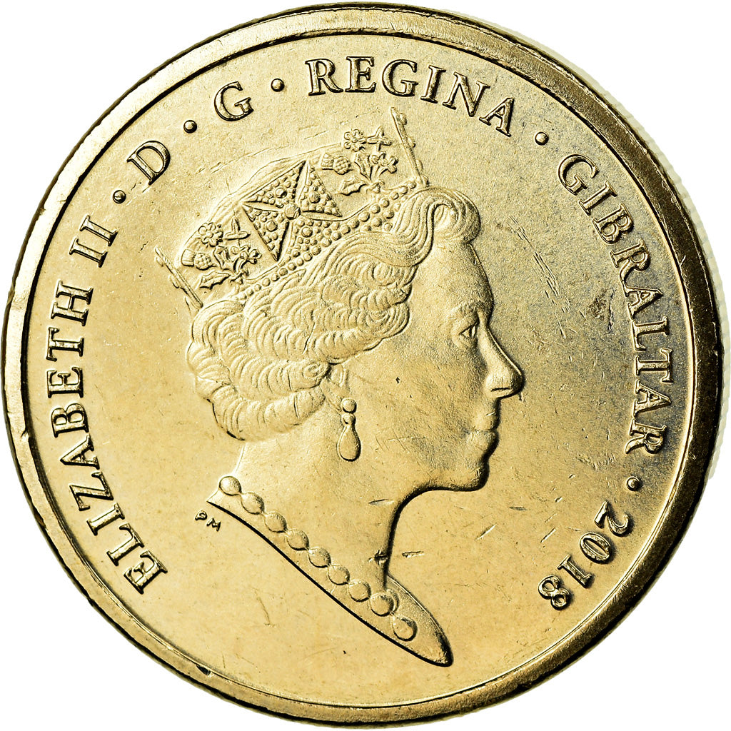 Coin, Gibraltar, Pound, 2018, MS(65-70), Nickel-brass