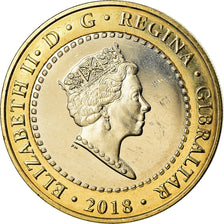 Coin, Gibraltar, 2 Pounds, 2018, MS(65-70), Bi-Metallic