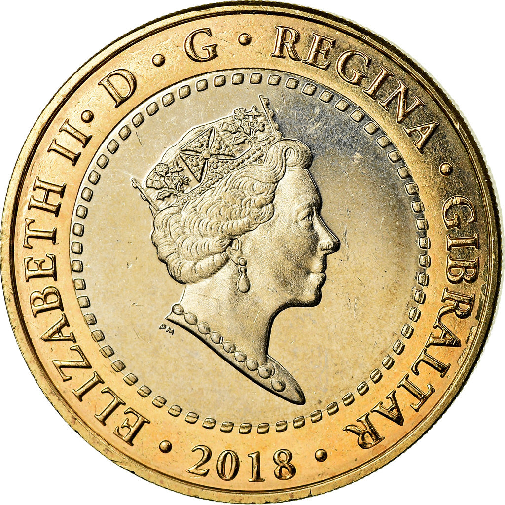 Moneta, Gibraltar, 2 Pounds, 2018, MS(65-70), Bimetaliczny