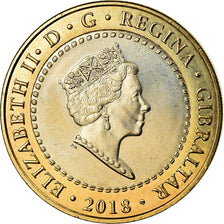 Coin, Gibraltar, 2 Pounds, 2018, MS(65-70), Bi-Metallic