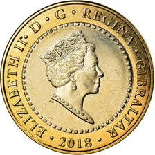 Coin, Gibraltar, 2 Pounds, 2018, MS(65-70), Bi-Metallic
