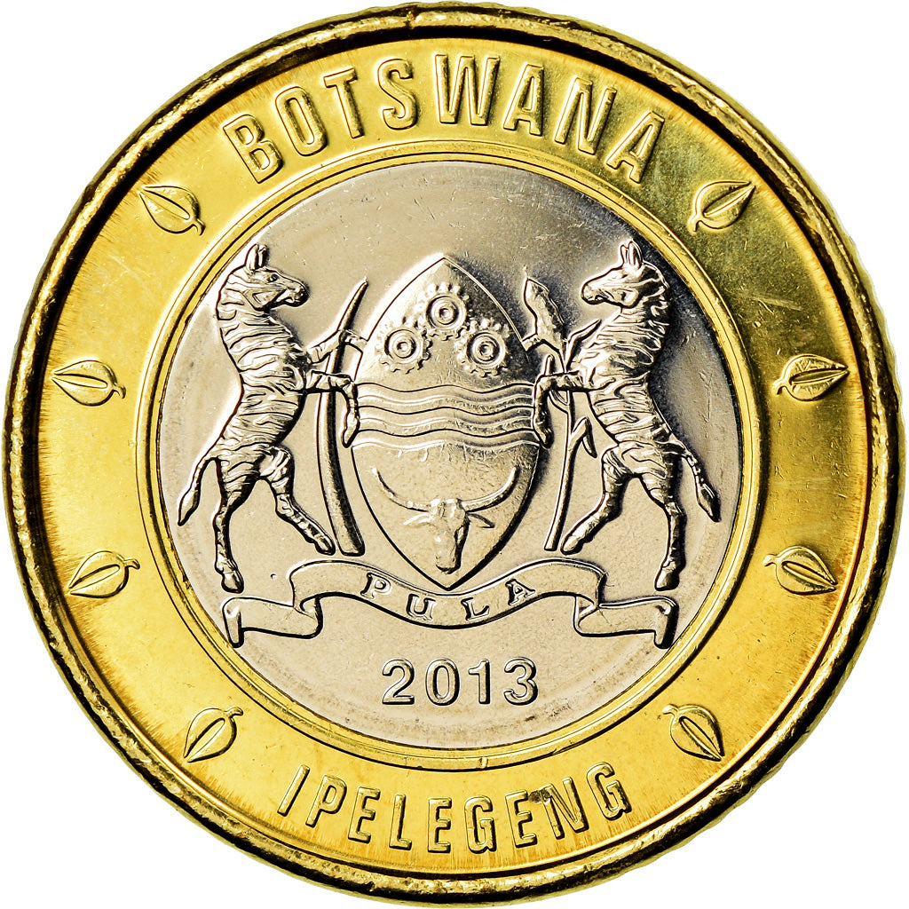 Coin, Botswana, 5 Pula, 2013, British Royal Mint, MS(63), Bi-Metallic