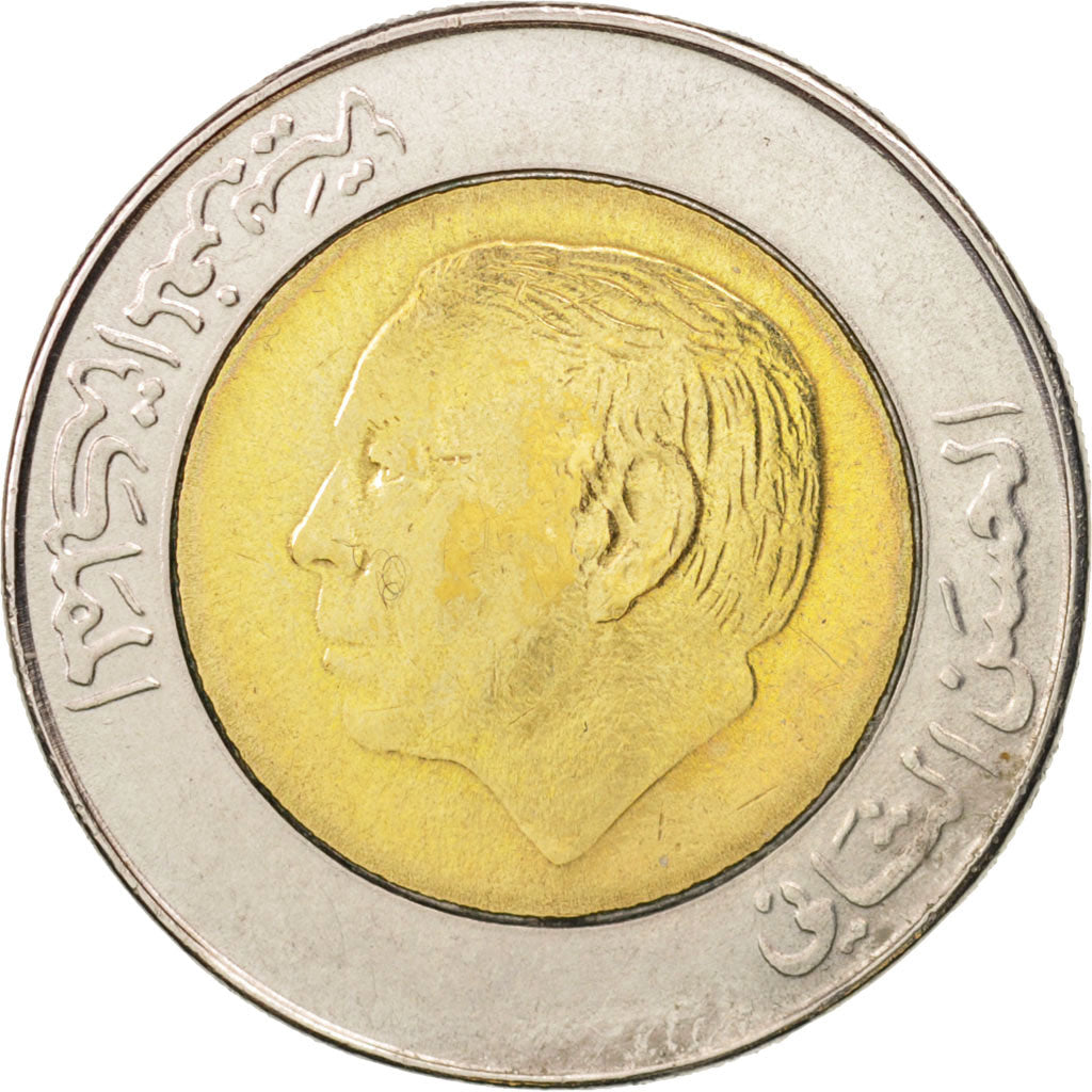 Morocco, al-Hassan II, 5 Dirhams, 1987, AU(50-53), Bi-Metallic, KM:82