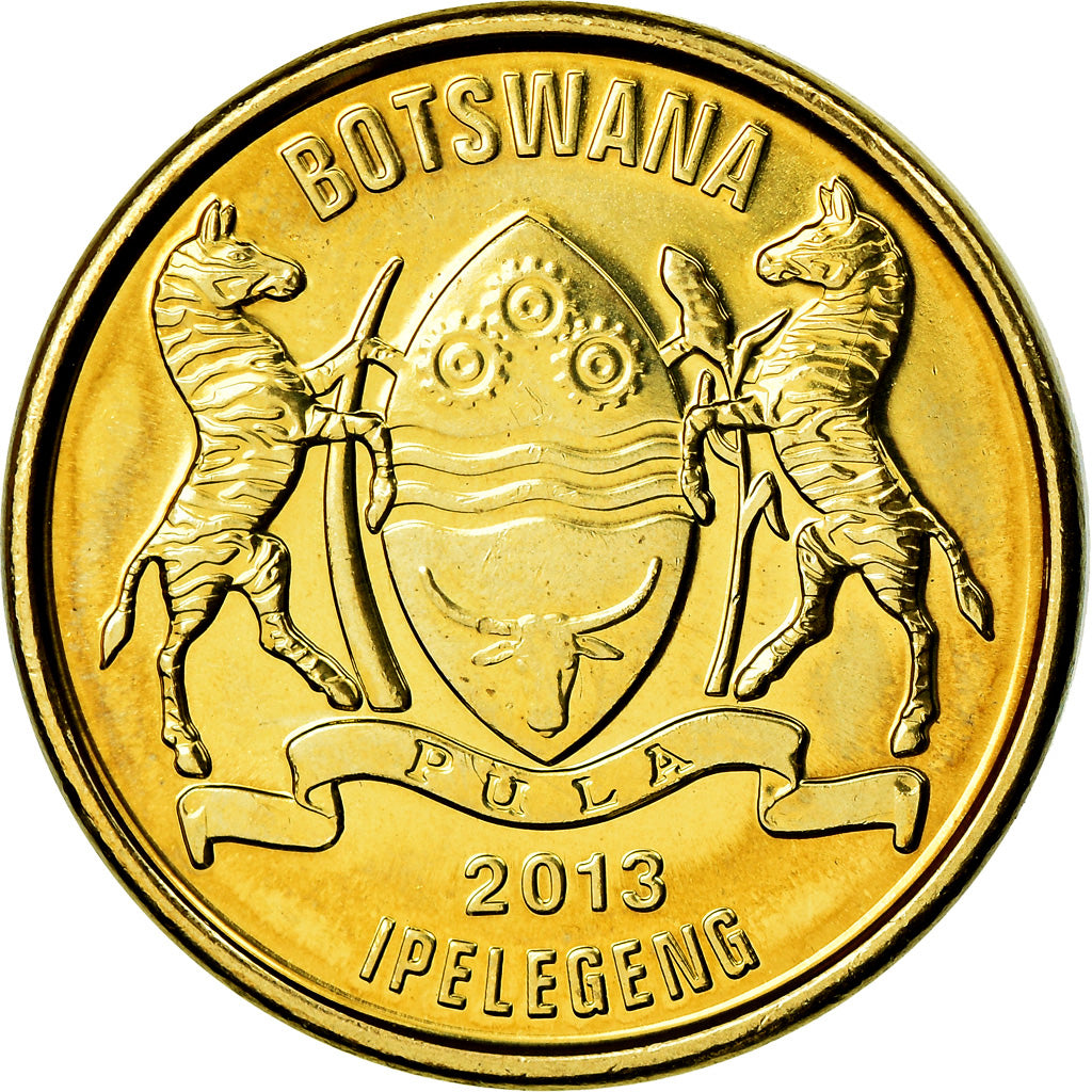 Coin, Botswana, Pula, 2013, British Royal Mint, MS(63), Bronze Plated Steel