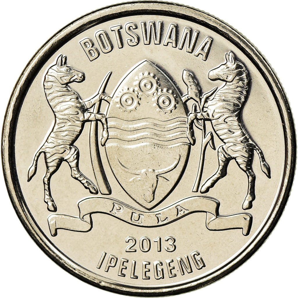 Coin, Botswana, 50 Thebe, 2013, British Royal Mint, MS(63), Nickel plated steel
