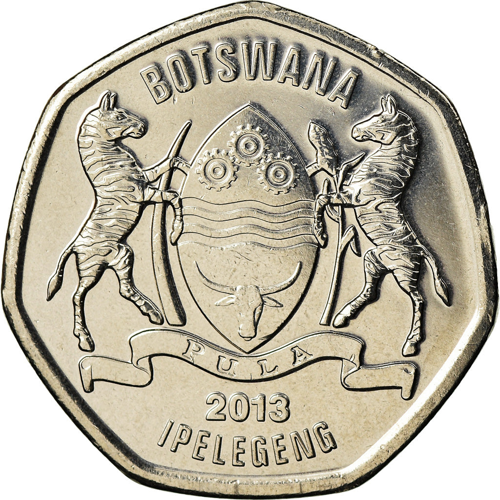 Coin, Botswana, 25 Thebe, 2013, British Royal Mint, MS(63), Nickel plated steel