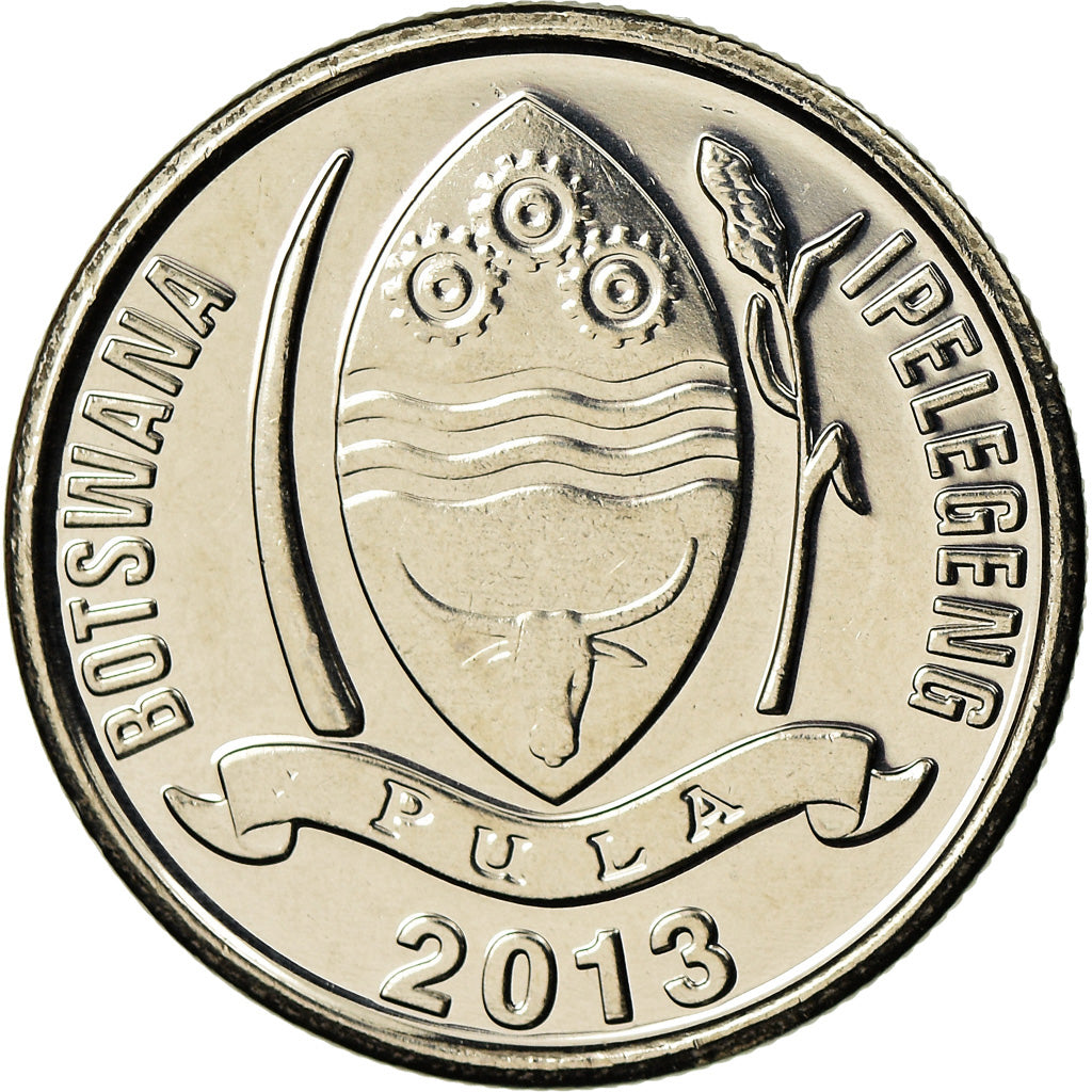 Coin, Botswana, 10 Thebe, 2013, British Royal Mint, MS(63), Nickel plated steel