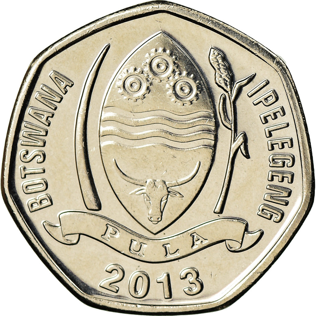 Coin, Botswana, 5 Thebe, 2013, British Royal Mint, MS(63), Nickel plated steel