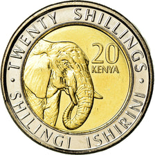 Moneda, Kenia, 20 Shillings, 2018, Eléphant, SC, Bimetálico