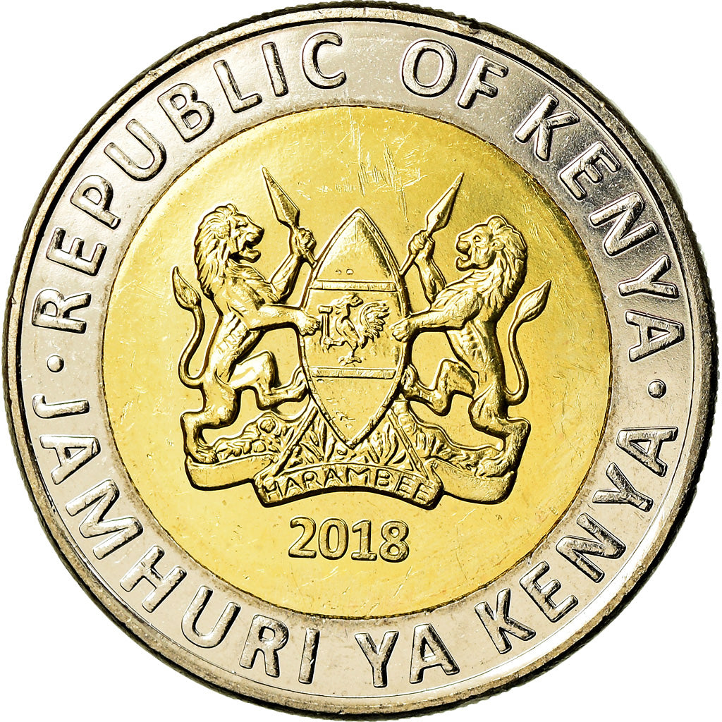 Moneda, Kenia, 20 Shillings, 2018, Eléphant, SC, Bimetálico