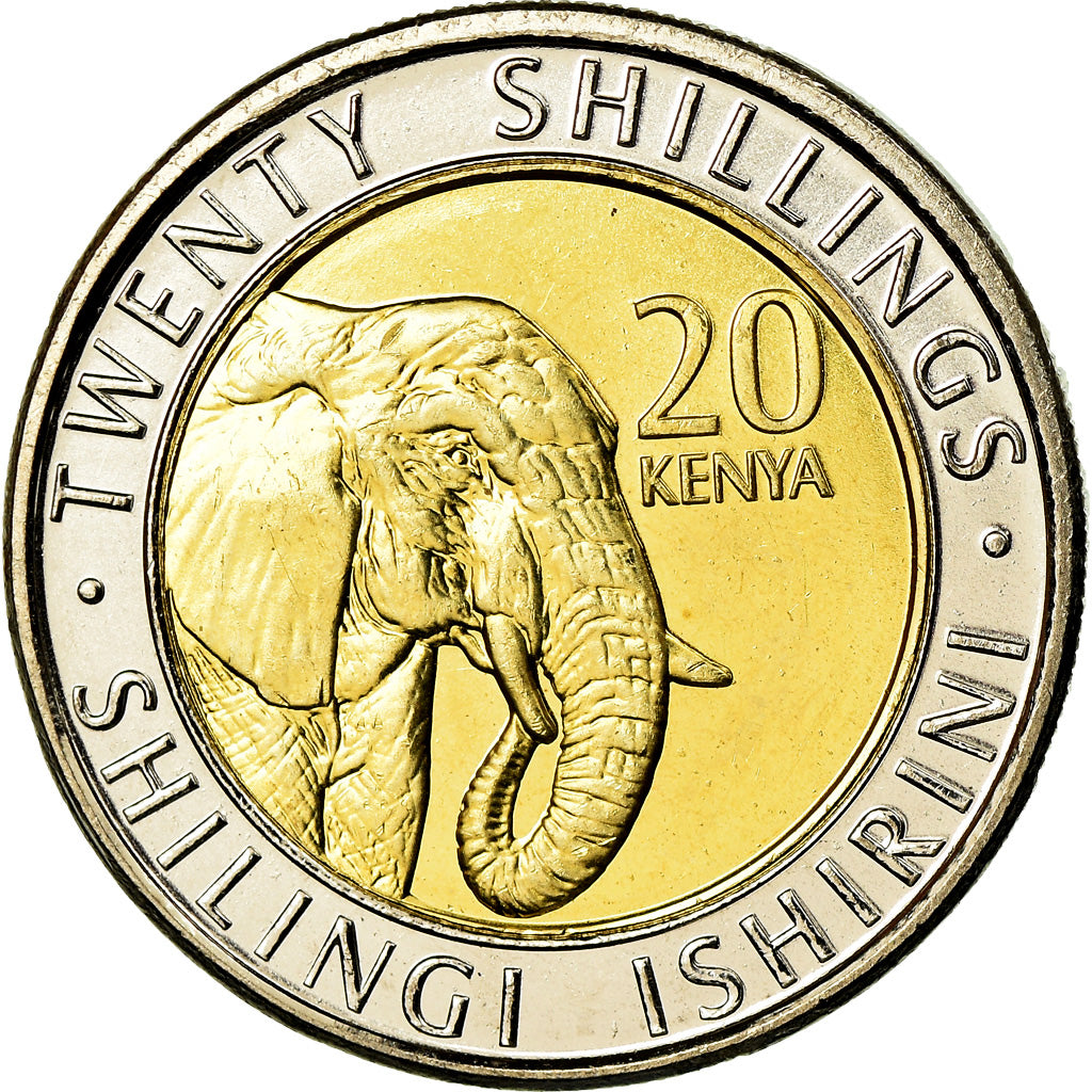 Coin, Kenya, 20 Shillings, 2018, Eléphant, MS(63), Bi-Metallic
