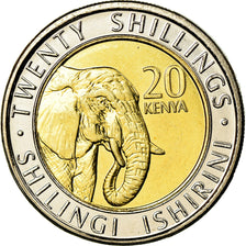 Coin, Kenya, 20 Shillings, 2018, Eléphant, MS(63), Bi-Metallic