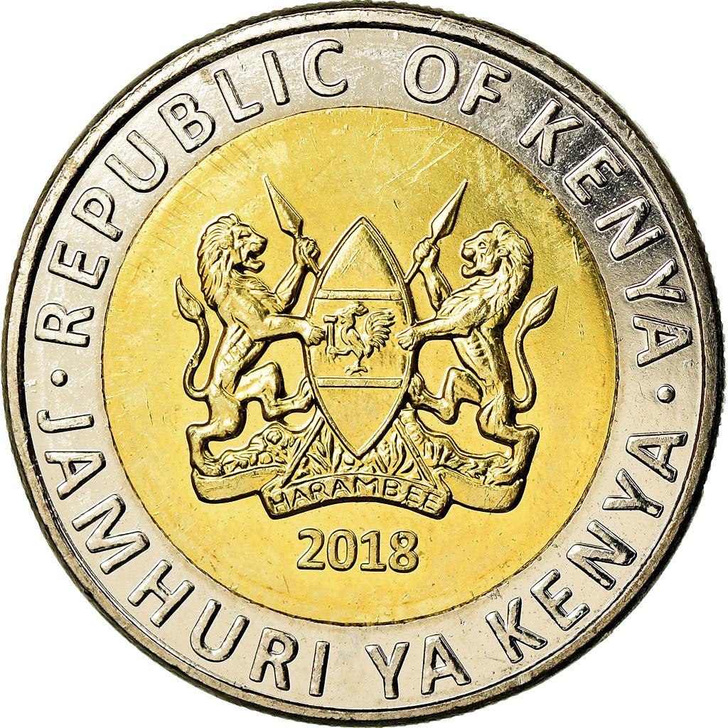 Coin, Kenya, 20 Shillings, 2018, Eléphant, MS(63), Bi-Metallic