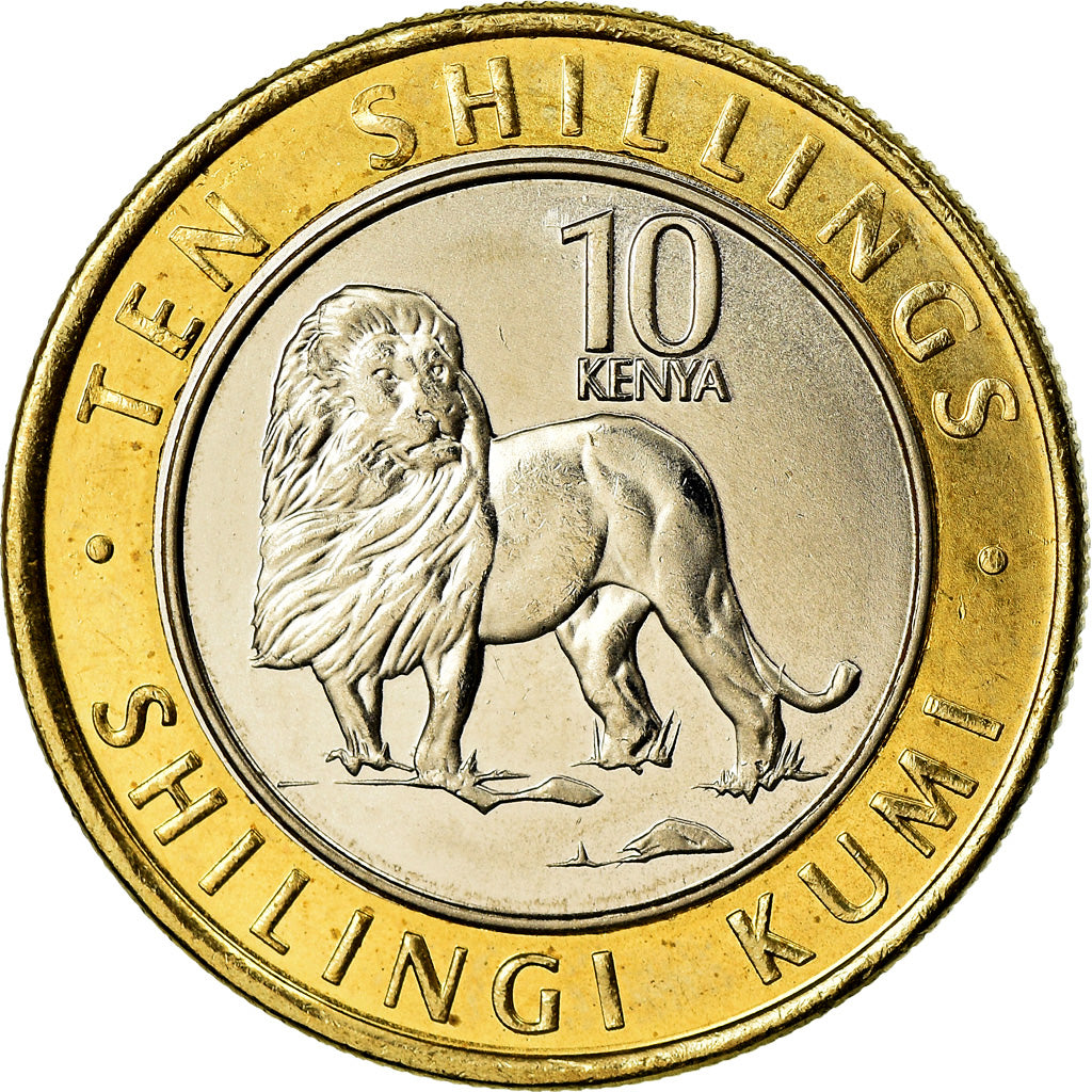 Münze, Kenya, 10 Shillings, 2018, Lion, UNZ, Bi-Metallic