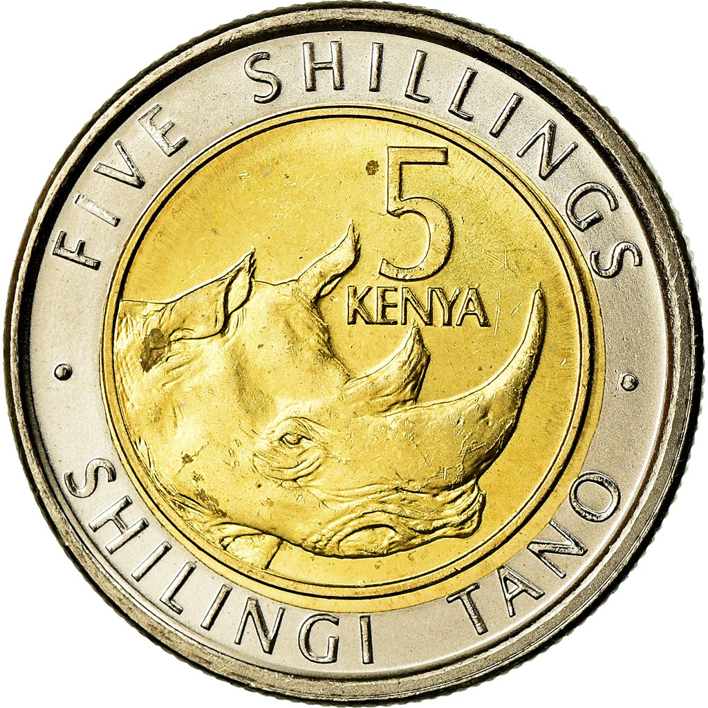 Coin, Kenya, 5 Shillings, 2018, Rhinocéros, MS(63), Bi-Metallic