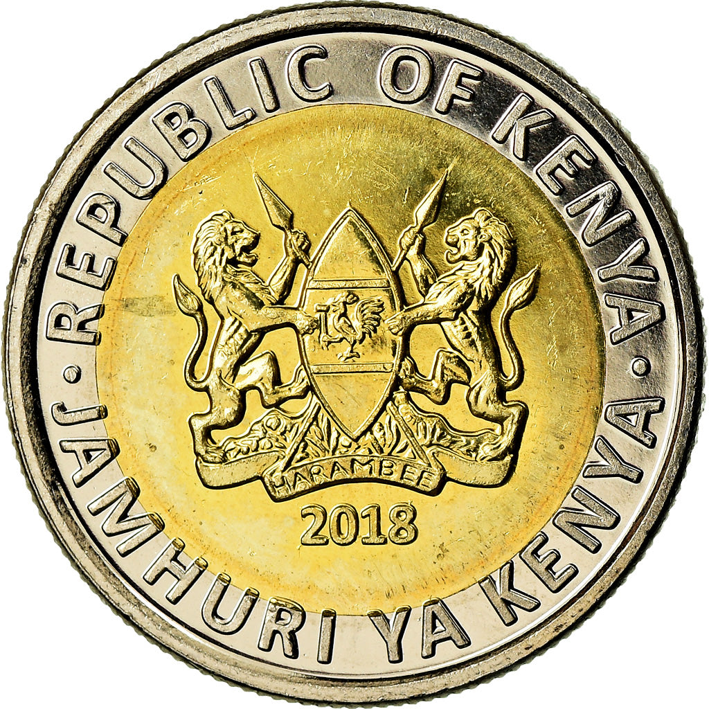 Coin, Kenya, 5 Shillings, 2018, Rhinocéros, MS(63), Bi-Metallic