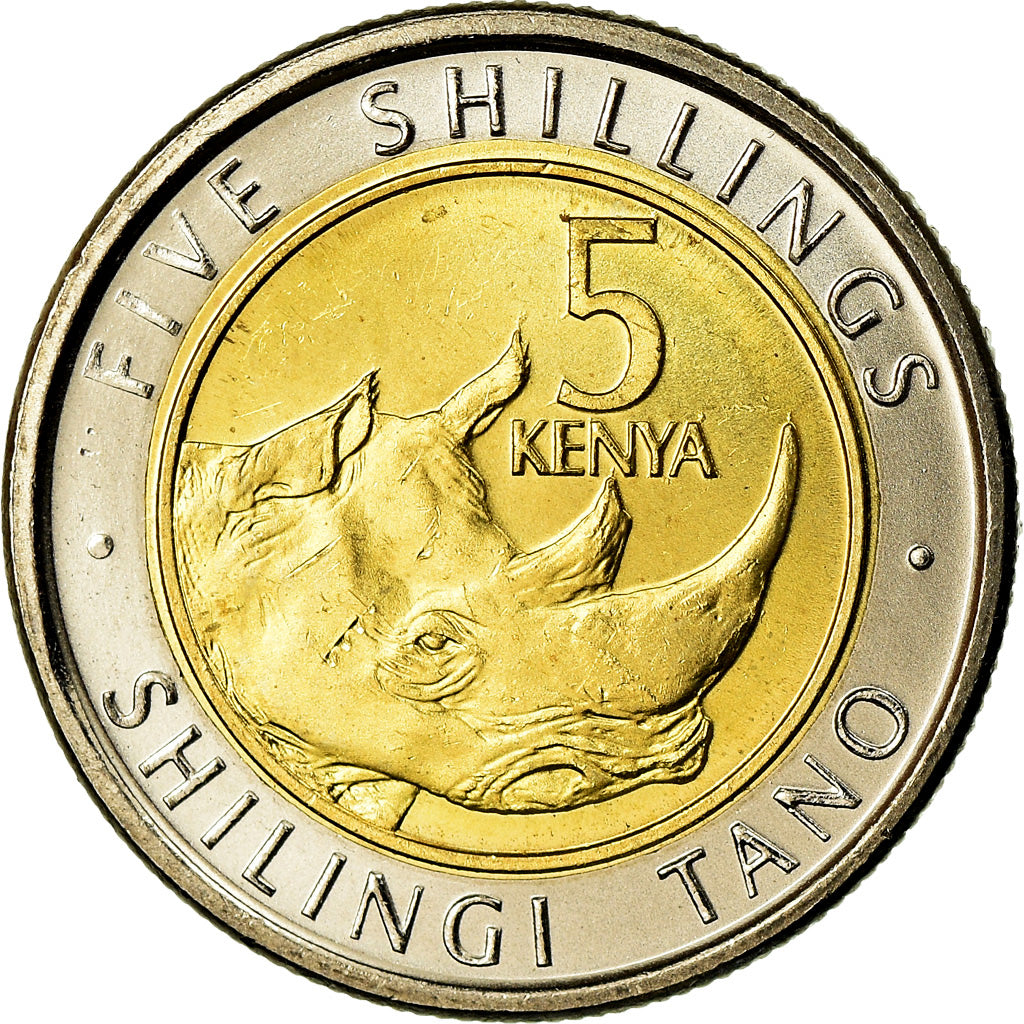 Coin, Kenya, 5 Shillings, 2018, Rhinocéros, MS(63), Bi-Metallic