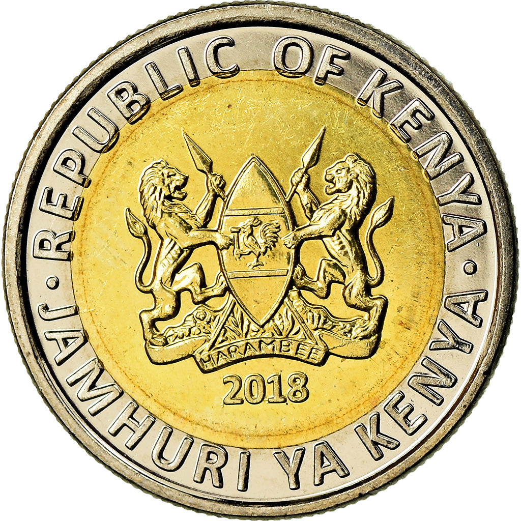 Coin, Kenya, 5 Shillings, 2018, Rhinocéros, MS(63), Bi-Metallic