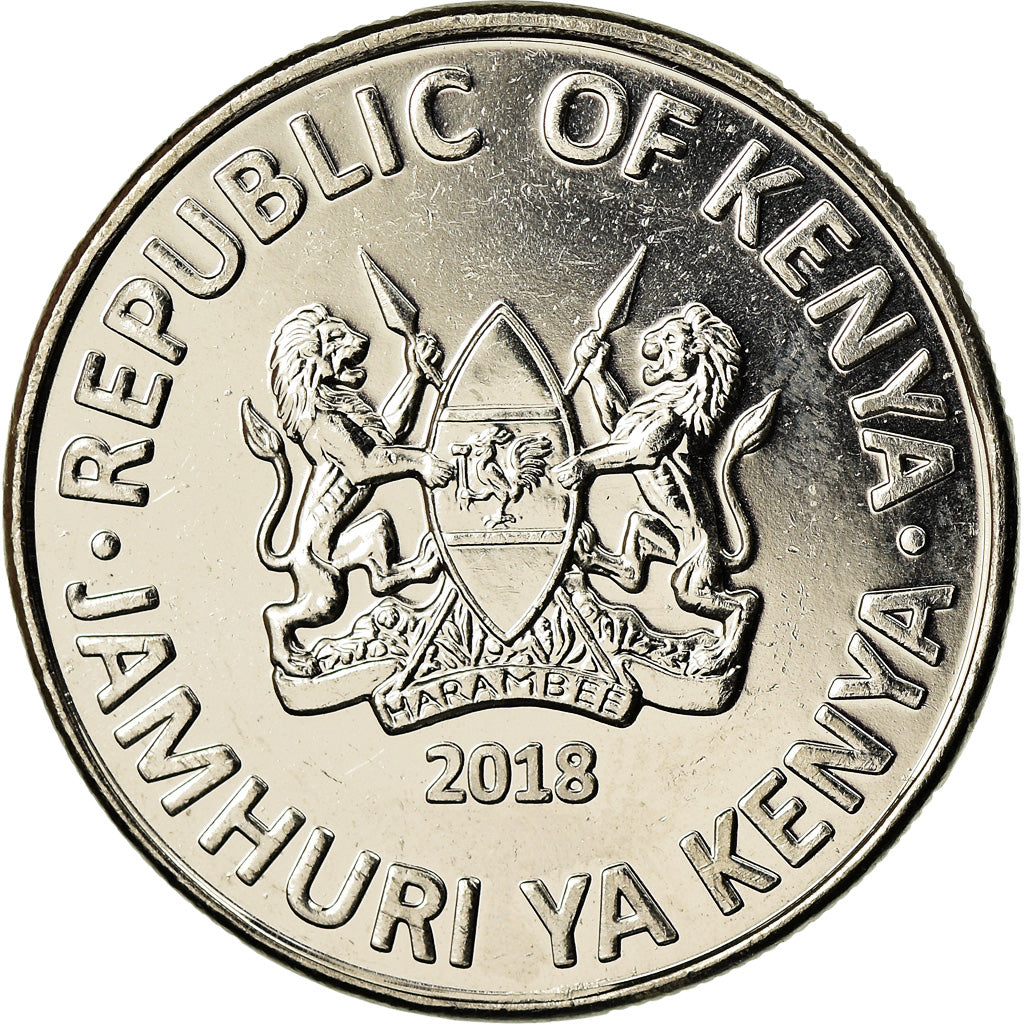 Coin, Kenya, Shilling, 2018, Girafe, MS(63), Nickel plated steel