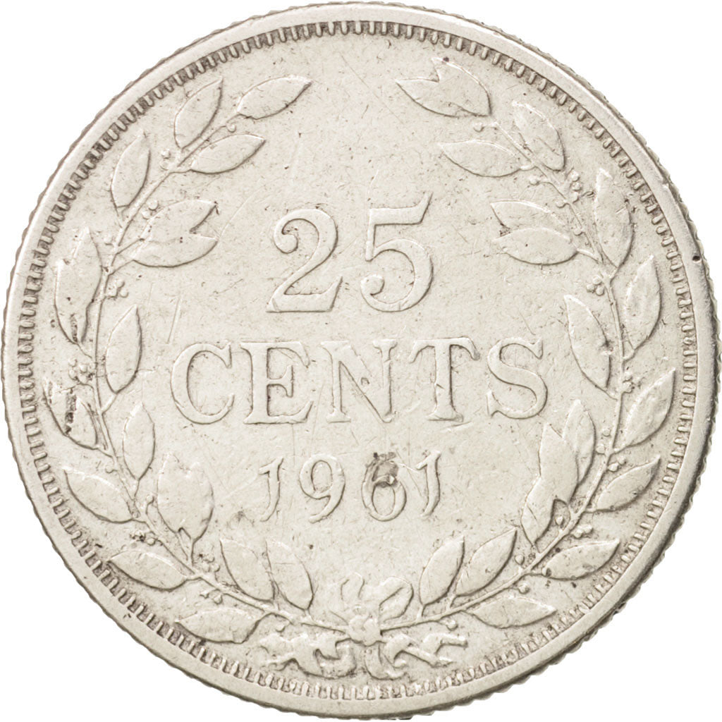 Liberia, 25 Cents, 1961, EF(40-45), Silver, KM:16