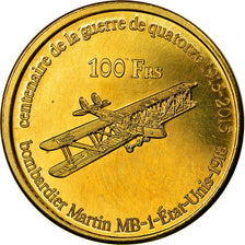 Coin, France, 100 Francs, 2015, Paris, Iles Glorieuses, MS(63), Bronze-Aluminium