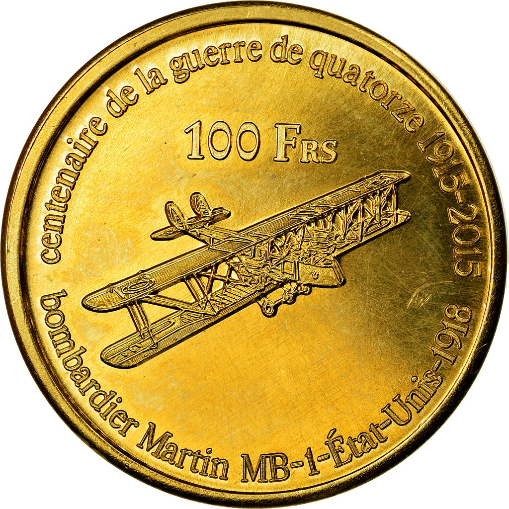 Coin, France, 100 Francs, 2015, Paris, Iles Glorieuses, MS(63), Bronze-Aluminium