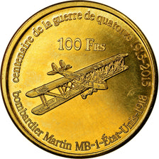 Coin, France, 100 Francs, 2015, Paris, Iles Glorieuses, MS(63), Bronze-Aluminium